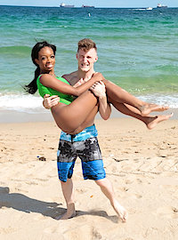 Sexy, black girl is sucking white cock