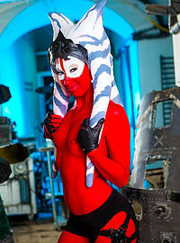 Masked babe is ready for the party